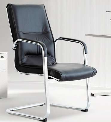 Office Chair: Non-Swivel Guest Leather Chair image 1