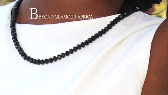 Womens Black Crystal Necklace and earrings combo image 2