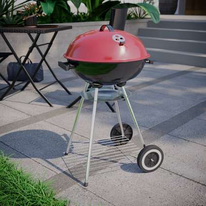 Round Charcoal Barbecue with Portable Trolley image 3