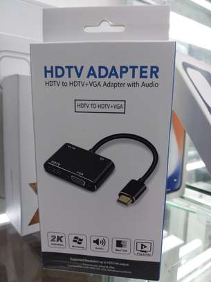 HDMI to VGA HDMI Adapter, Dual Display 4K HDMI to HDMI VGA image 1