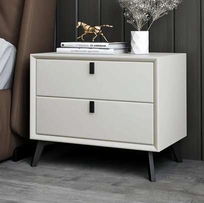 Home Furniture; Two Doors Lockable White Bedside Drawers image 1