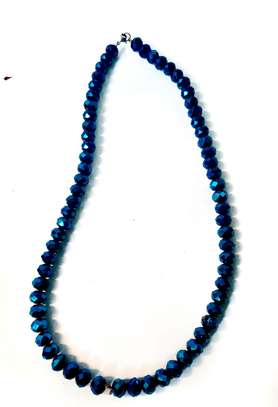 Womens Blue Crystal Necklace and maasai earrings image 2