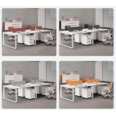 Office Desk; Modern White Divided Office Workstation image 3
