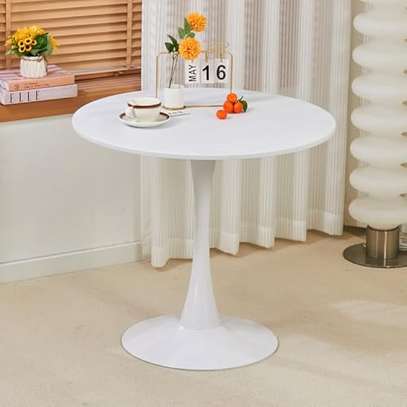 White 80 cm Indoor Round Dining Table image 2