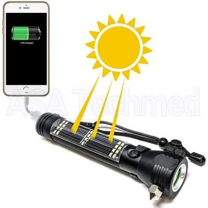 Multi Function Led Solar/9 in 1 electric Flashlight Torch image 1