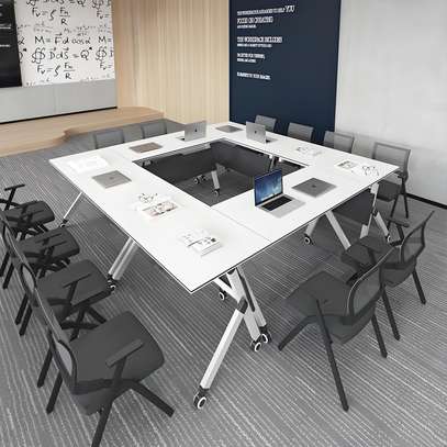 Foldable Training Table – White Finish image 1