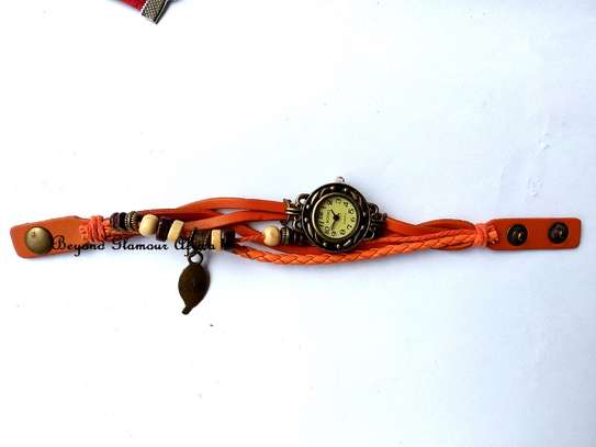 Ladies Orange Leather Bracelet watch image 1