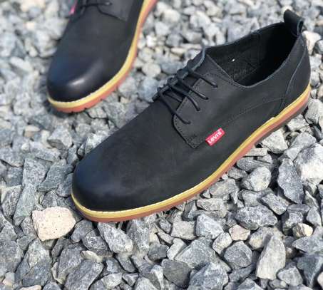Levi Casual Mens Leather Laced Shoes Black Gum Sole Shoes image 2