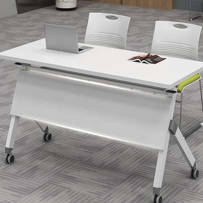 Removable Splicing Folding Desk with Wood Top & Wheels image 2