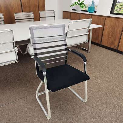 Durable Mesh Chrome-Based Visitor's Waiting Chair image 1
