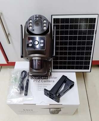 Wireless Wifi Dual Lens Ubox CCTV Outdoor Solar Camera image 1