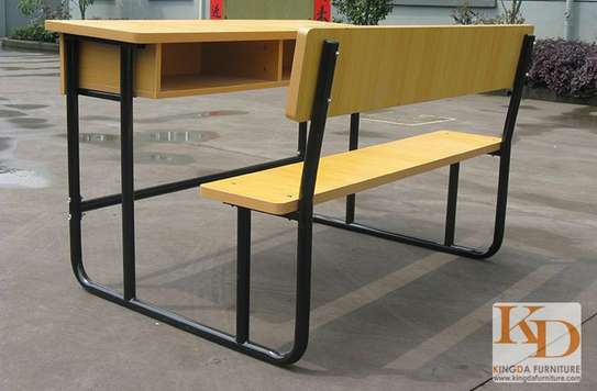 2 seater modern school desk with a bench image 2