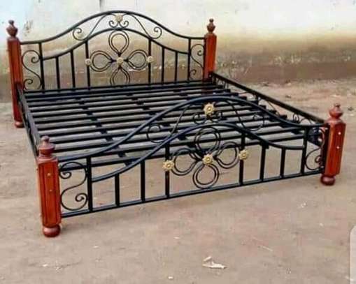 Quality and durable metallic beds with wooden finish image 14