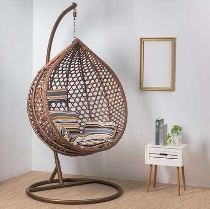 Outdoor Rattan Hanging Hammock-Swing Chair (Cushioned) image 1