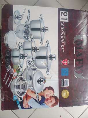 21 Pcs Stainless Steel Cookware Set image 1
