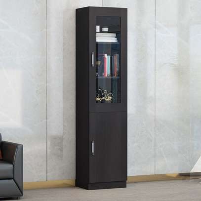 Burgundy Vertical Filing Cabinet with Shelves image 1