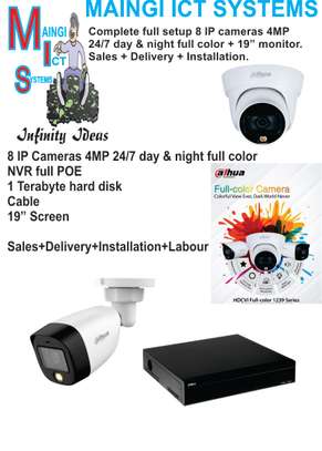 8 IP CCTV CAMERAS 4MP FULL COLOR DAY & NIGHT COMPLETE SETUP image 1