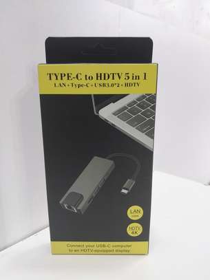 Type C To HDTV 5 In 1 Lan+Type-c+USB 3.0 Multiport Adapter image 2