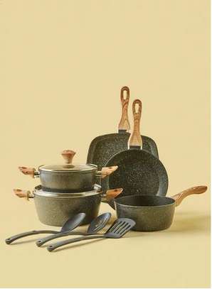 10-Piece Granite Aluminum Pots and Pans Cookware image 3
