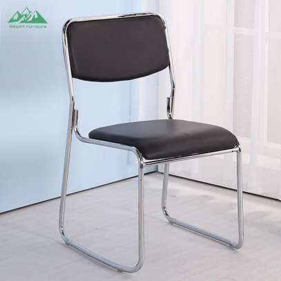 Stackable Leather Office Chairs – Chrome Metal Frame image 3