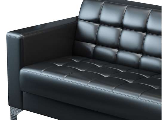 Office sofa: 3-seater black reception waiting sofa image 1