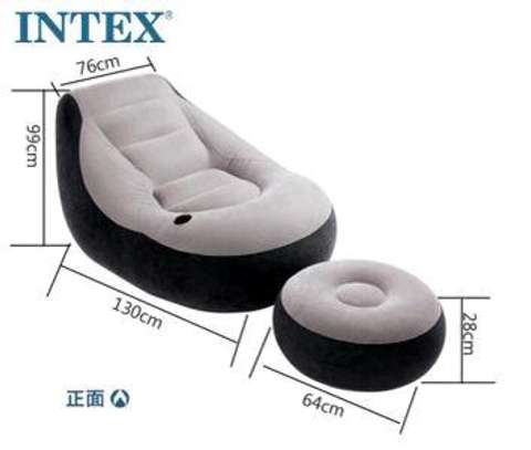 2 in 1 inflatable sofa with footrest and pump image 1