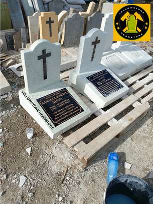 Upright Terrazzo Headstones with Cross Detail image 3