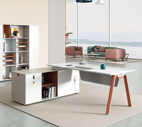 Office Desk: L-Shaped Administrative Executive Office Desk image 4