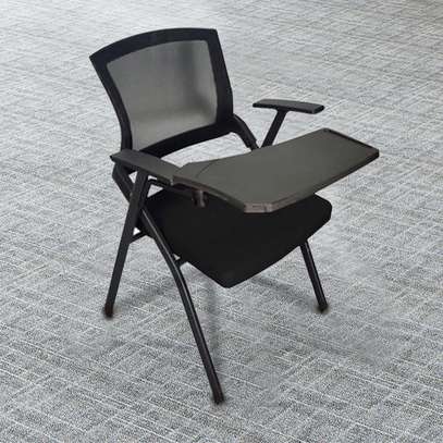 Folding Mesh Conference Chair with Writing Pad image 3