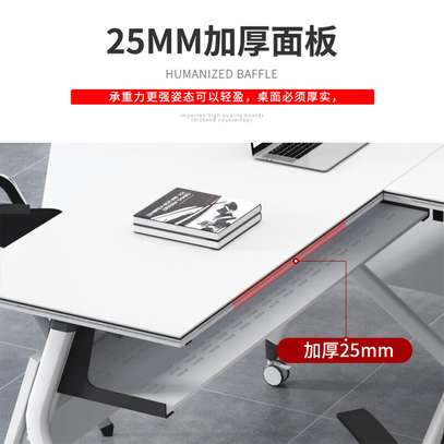 White Modern Foldable Conference Office Table image 2