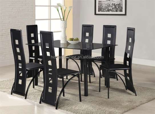 6-Piece Modern Glass Dining Room Set with Chairs image 5