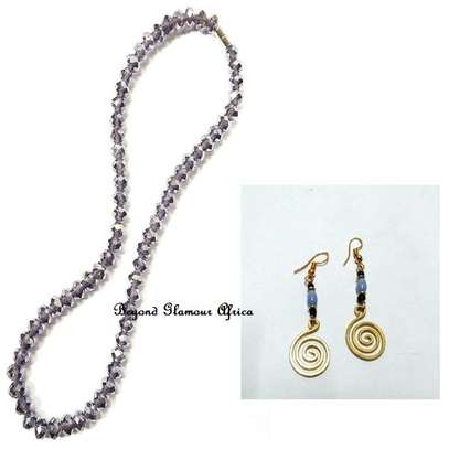 Womens Purple Crystal Necklace set image 1