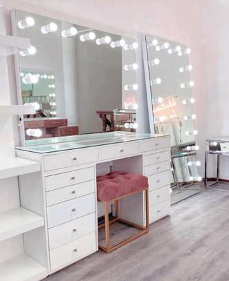 Lights fitted Vanity dresser plus shelved stand and mirror image 1