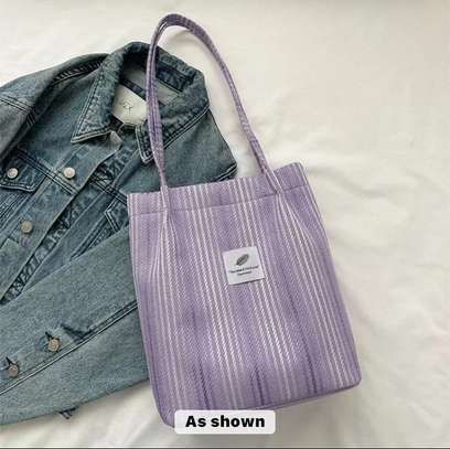 Women Canvas Tote Bag Corduroy Shopping Female Bag image 4
