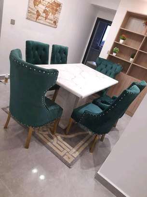 6 seater dining set with marble top image 1