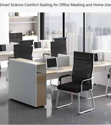 Office Chair: Mesh Office Chair Without Wheel Black Backrest image 4