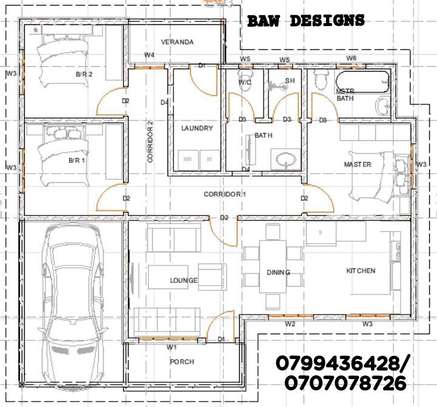 Modern 3 bedroom house plan image 3