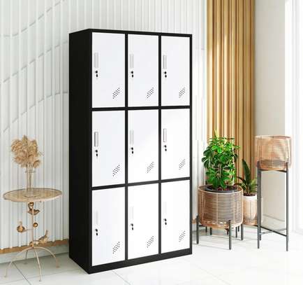 Office Cabinet: 9-Door Grey/White Storage Cabinet image 1
