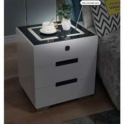 2 Drawer Fingerprint Lock Smart Bedside Table image 8
