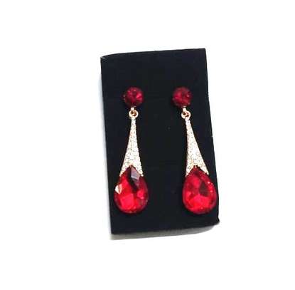 Womens Red Leather wallet with crystal earrings image 2