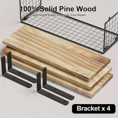 Solid Pine wood bathroom floating shelves image 2