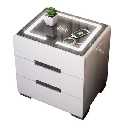 2 Drawer Fingerprint Lock Smart Bedside Table image 6