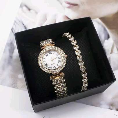 2 pcs full crystal watch and bracelet image 1