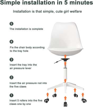 Office Stool: Curved White Adjustable  Office Stool image 2