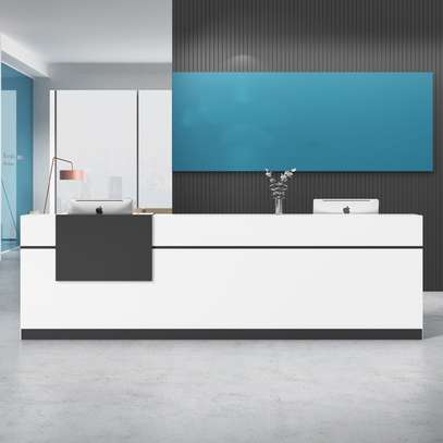 Simple Modern Reception Counter –Wood Office Front Desk image 2