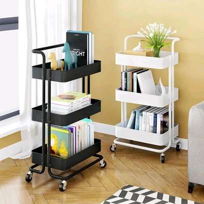 Multi-functional movable trolley storage rack image 2