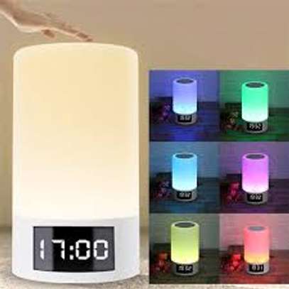 M6 LED Light Wireless bluetooth Speaker 4000mAh Colorful Bedroom Table Touch Lamp Clock Speaker - White image 2