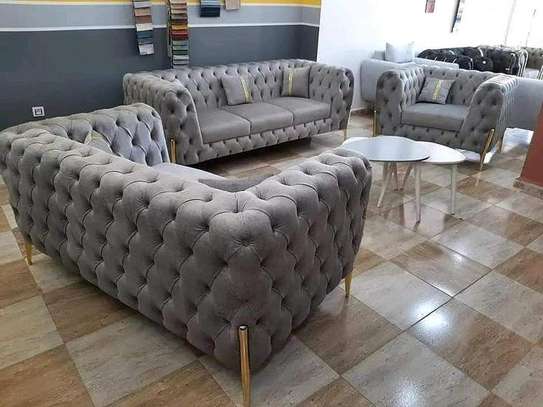 Latest grey six seater(3-2-1) chesterfield sofa image 1