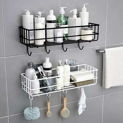 Bathroom shelf with hooks image 1