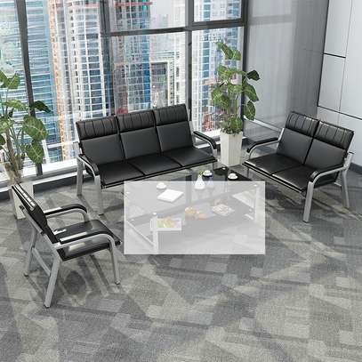 Office Sofa: Metallic Frame Leather Office Sofa image 3